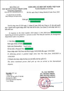 Vietnam visa approval letter